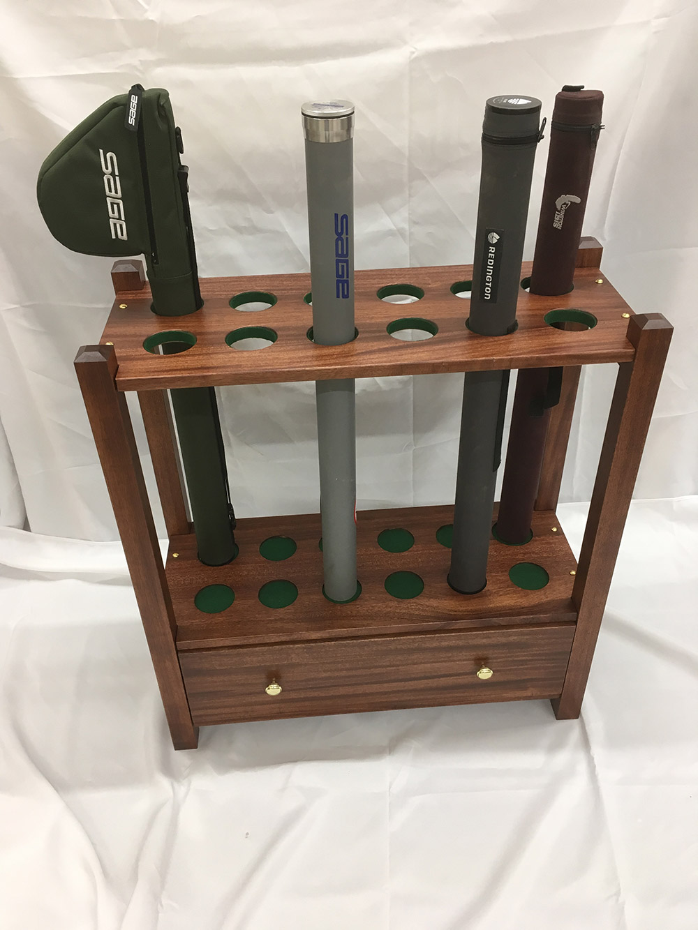 Custom Fly fishing cabinets from New Hamphire: Solid Cherry Wood Fly-fishing  Rod Holders. Custom Cabinetry
